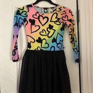 Colorful Heart Pattern Kids Casual Dress